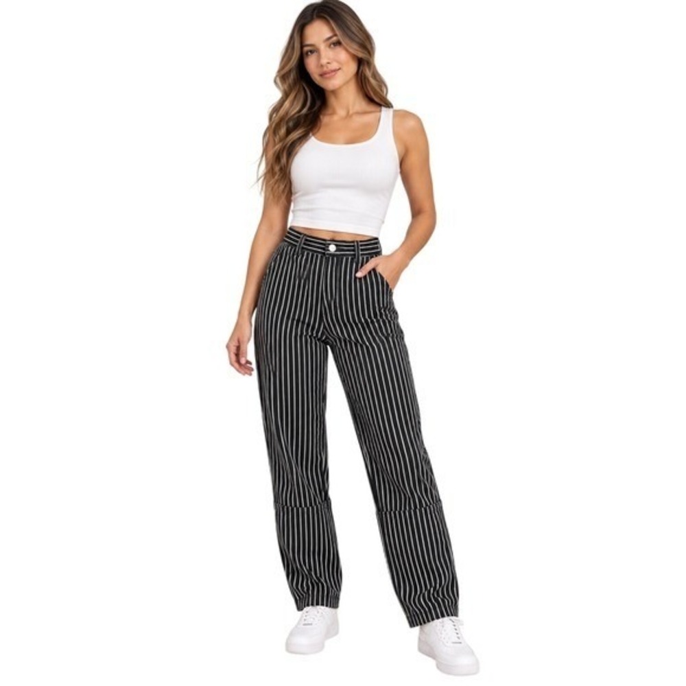Everlane Organic Cotton Striped Pants Black White Size 2